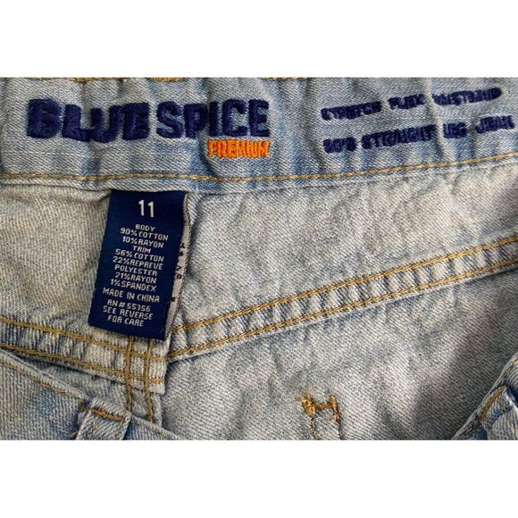 Blue Spice Premium Jeans Women 11 Distressed Denim Ripped Knee Light Wash Casual - Picture 4 of 10